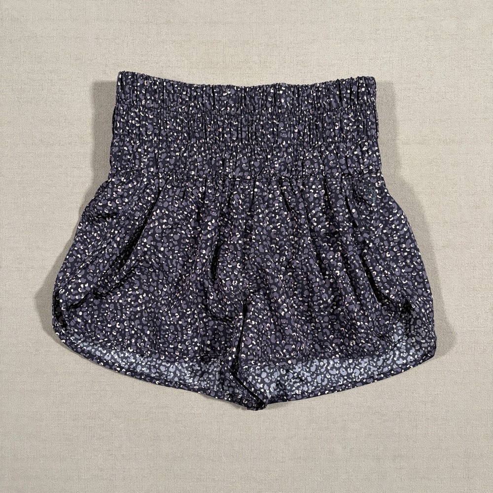 Free People Movement Shorts Women's Small‎ Black Leopard Print High Waist Nylon